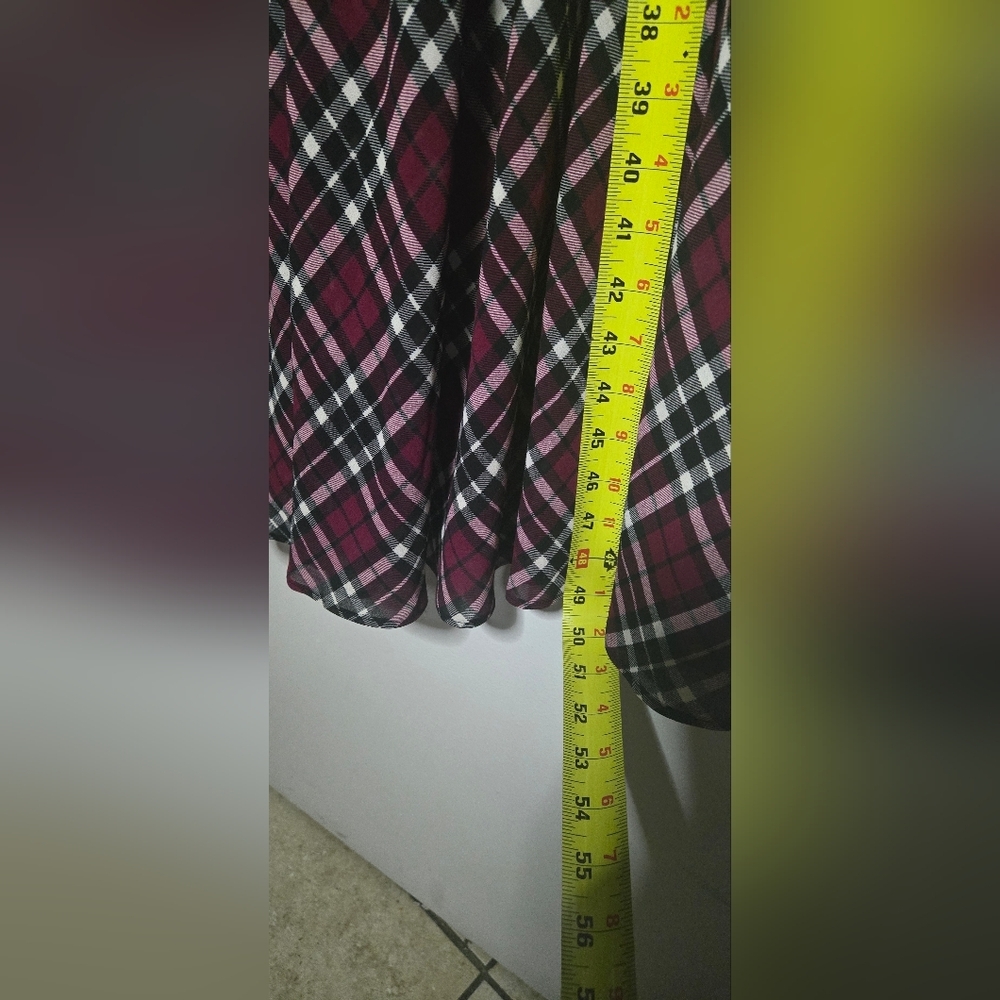 Michael Kors Wine Checkered Long Sleeve Dress - Picture 9 of 9